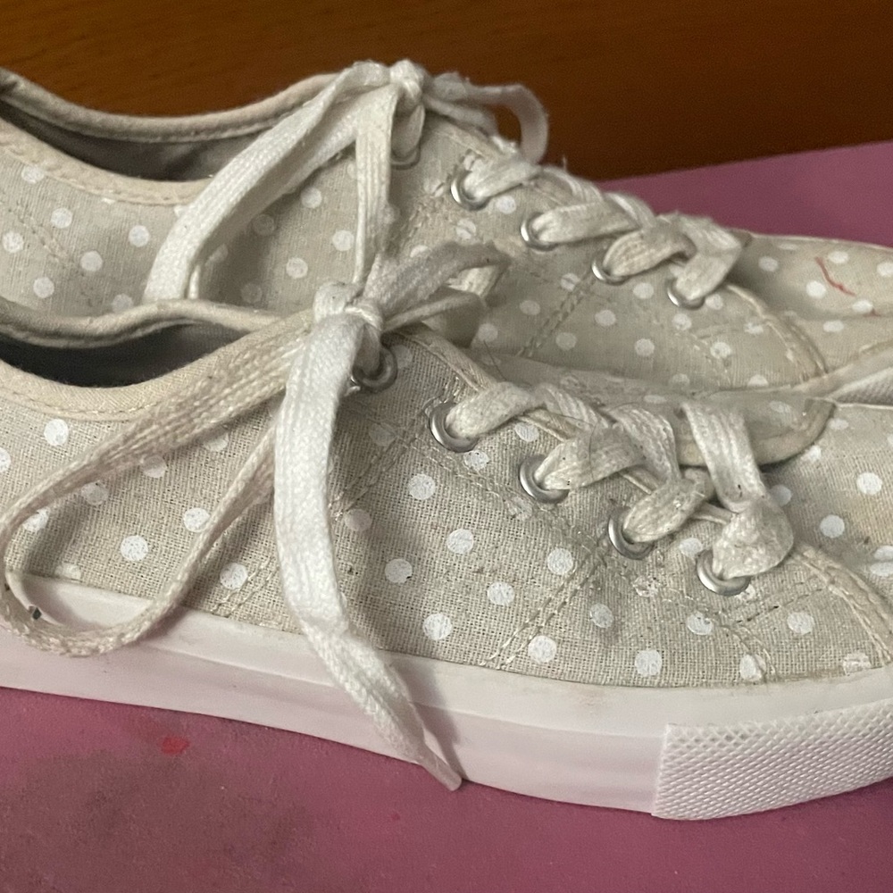Torrid Cream and White Sneakers with Polka Dot Design